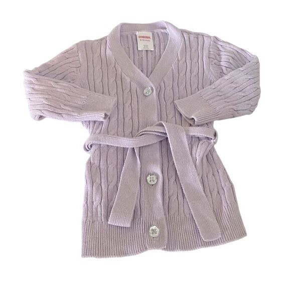 Gymboree Lavender Cable Knit Wrap button Sweater size 6-12 mo. - Picture 1 of 3